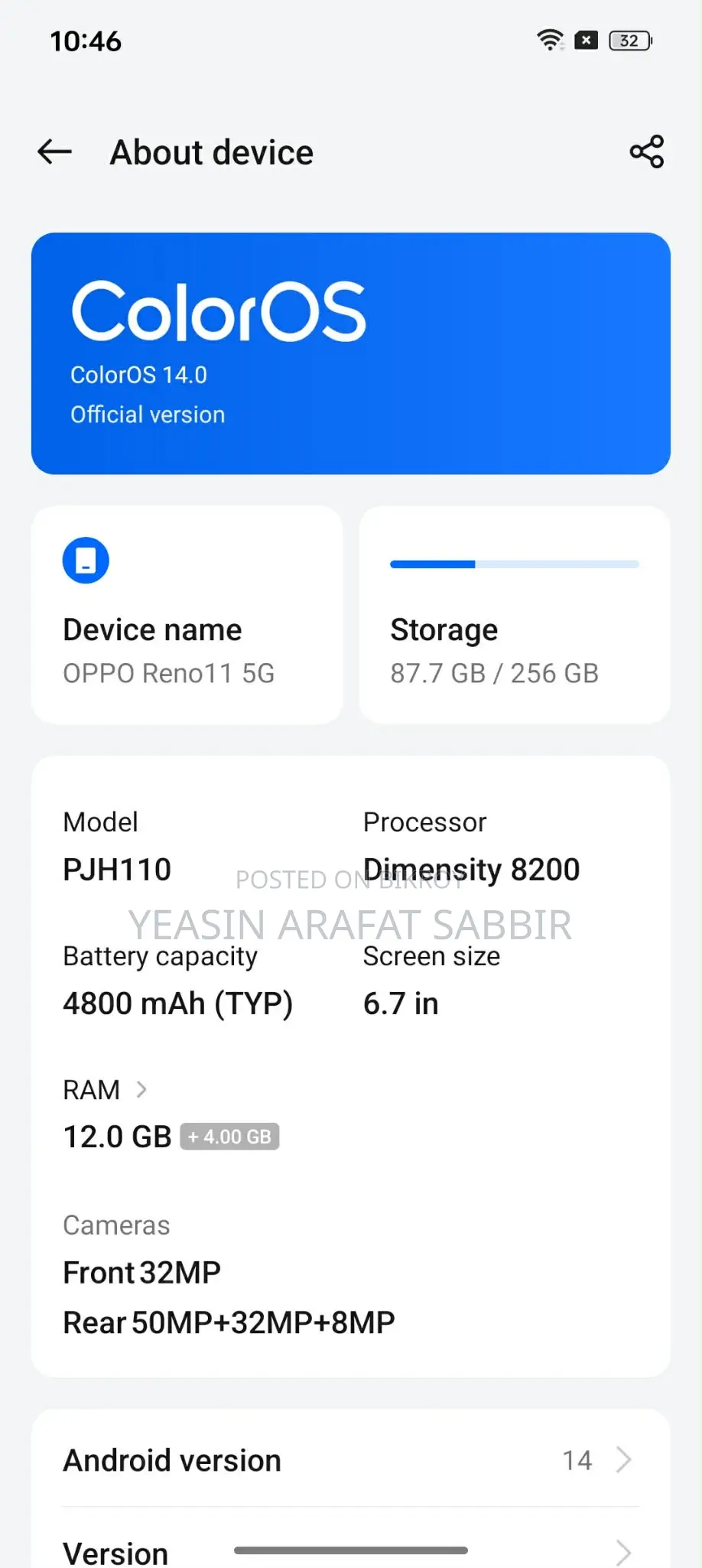 Oppo Reno 11 Pro 5G 256 GB Black