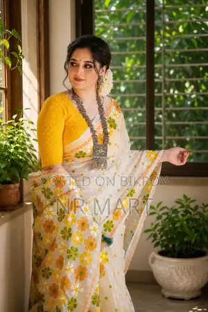 Premium Resham Silk Skin Print Saree with Blouse Piece