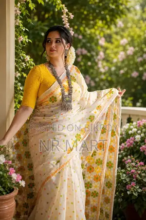 Premium Resham Silk Skin Print Saree with Blouse Piece