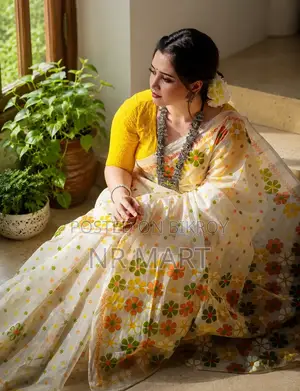 Premium Resham Silk Skin Print Saree with Blouse Piece