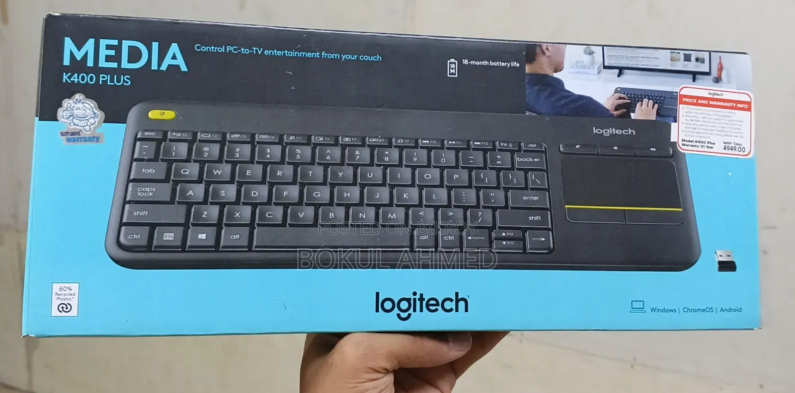 Logitech K400 Plus Wireless Keyboard With Touchpad