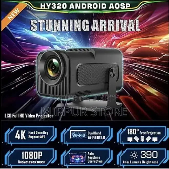 Hy320 Pro 4k Smart Projector - Native 1080p, Android 11
