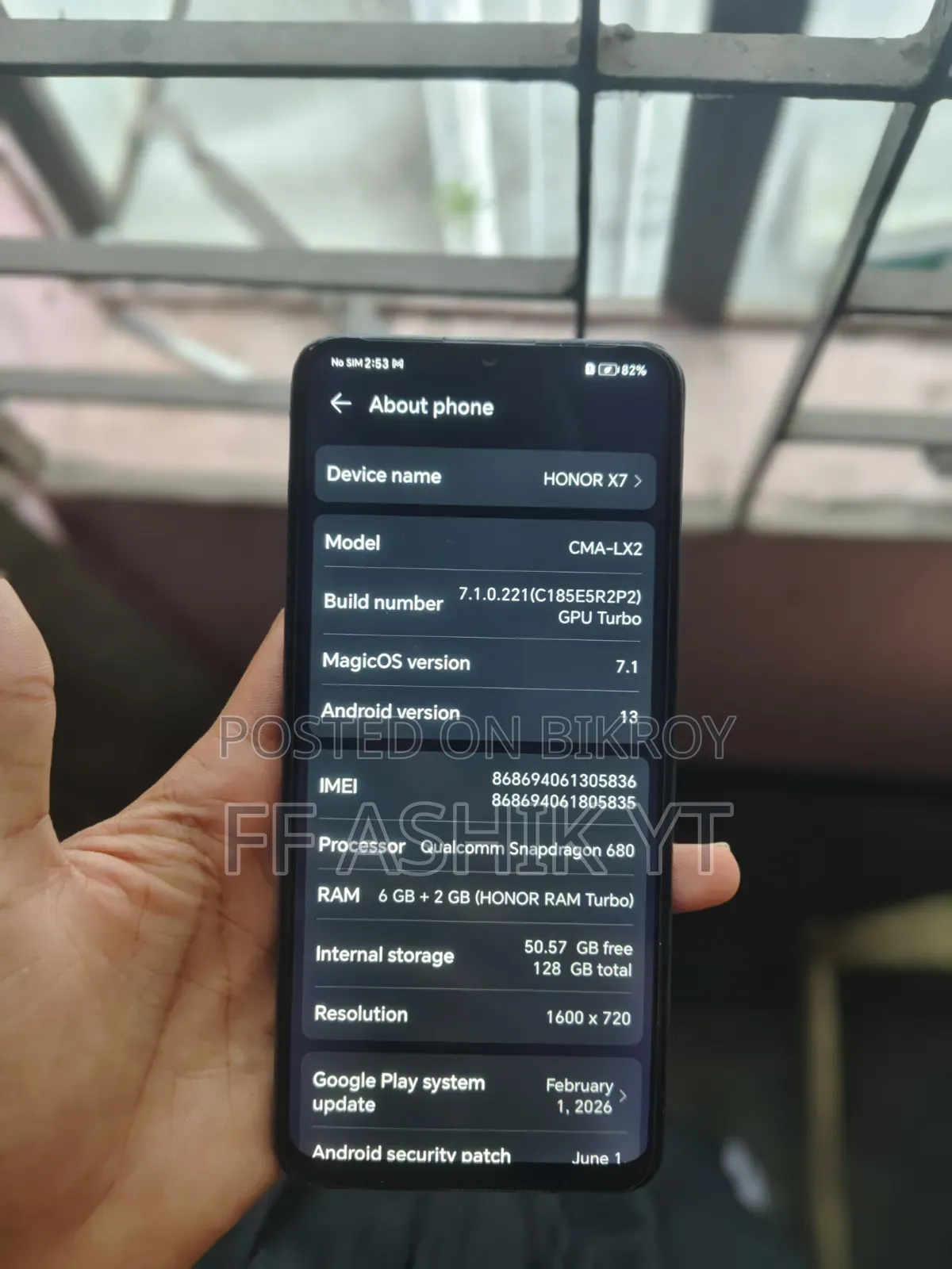 Honor X7 128 GB Yellow