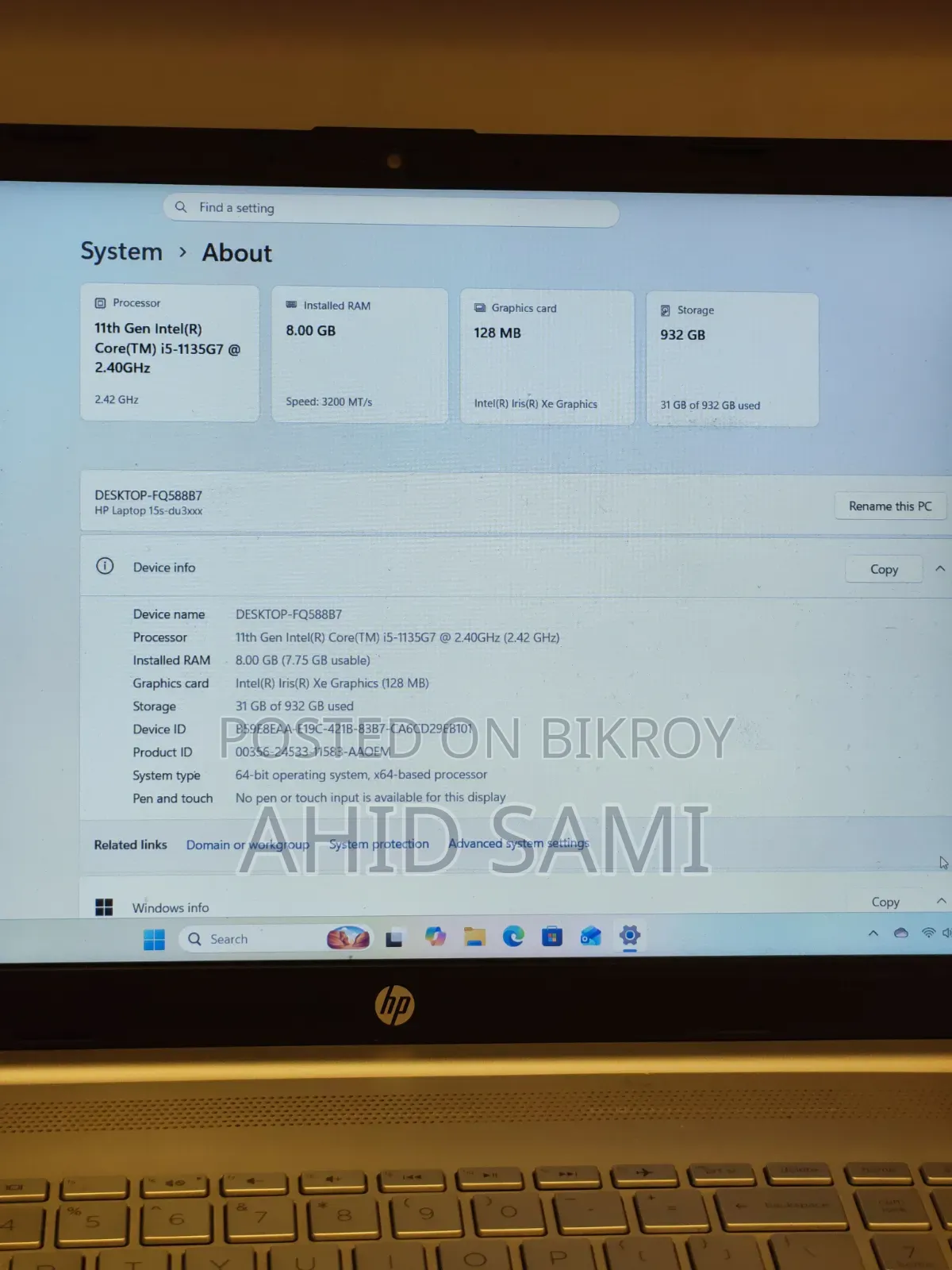 Laptop HP 15 8GB Intel Core I5 HDD 1T