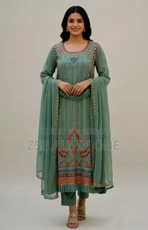Readymade Party Four Piece Pakistani Cape Chinon Georgette