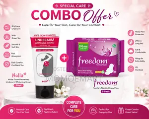 Nella White Snow Underarm Whitening Cream - 50ml, Free Sanitary Napkin