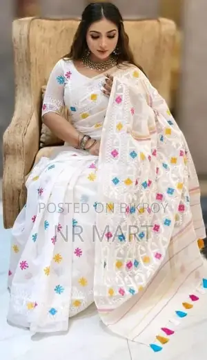 Jamdani Print Saree Half Silk