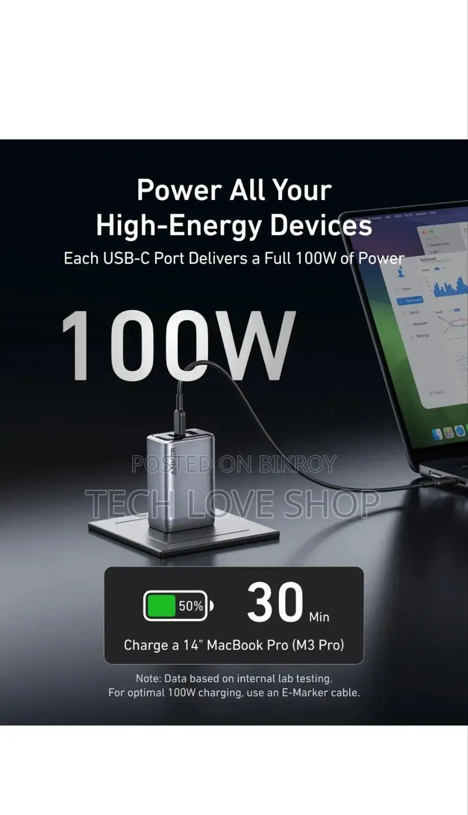 Anker Prime 100w Gan Wall Charger 3 Port of 2 USB-C 1 USB-A(US Import)