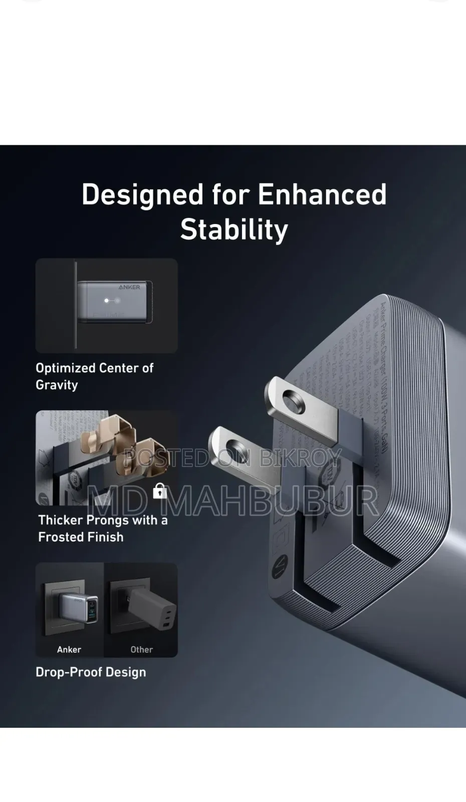 Anker Prime 100w Gan Wall Charger 3 Port Of 2 Usb-c 1 Usb-a.