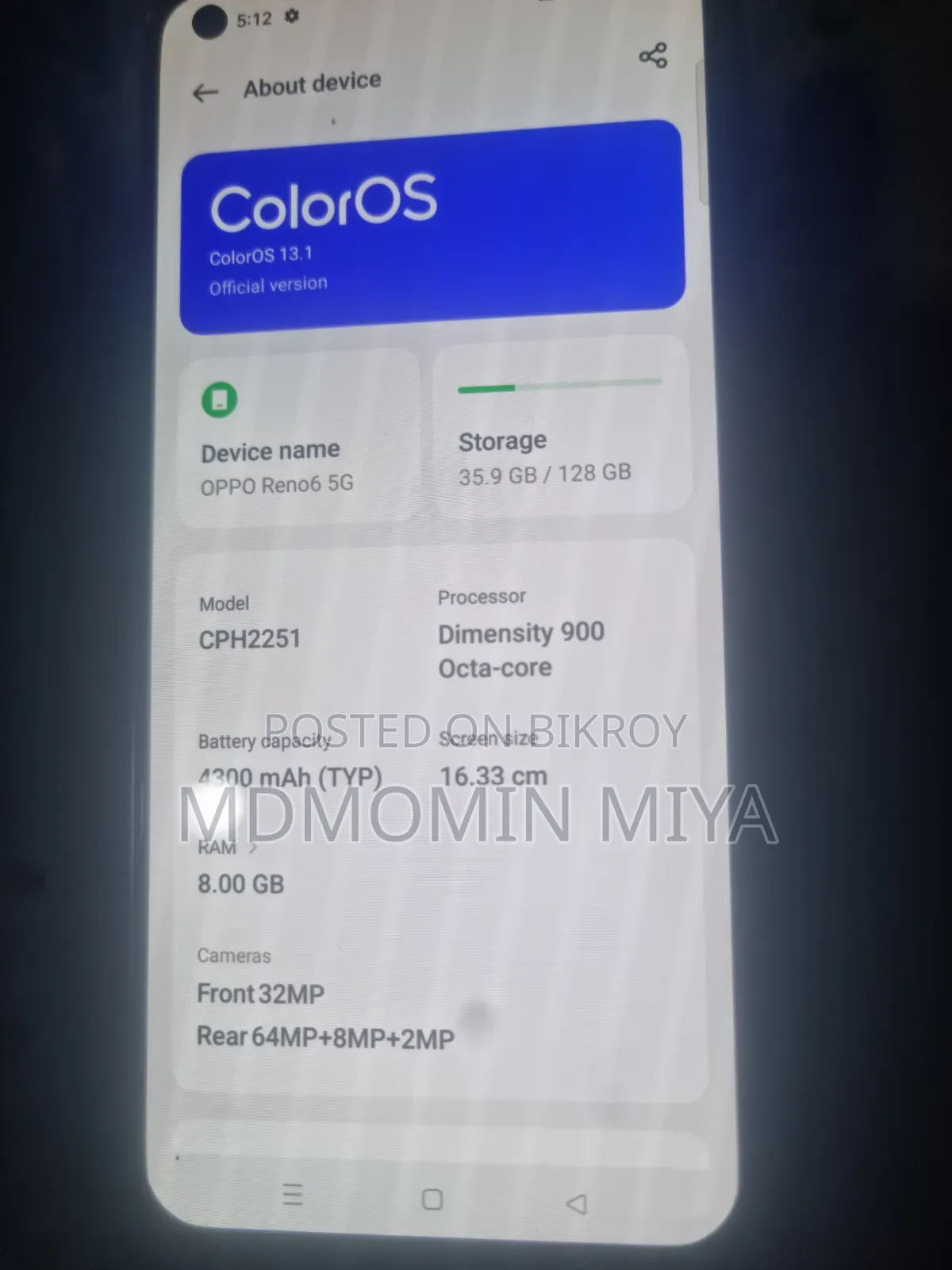 Oppo Reno6 5G 128 GB Black