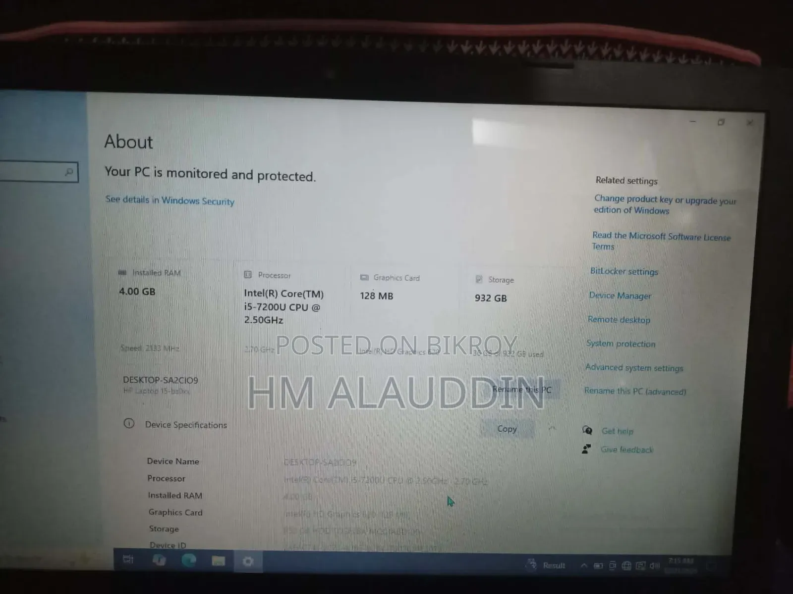 Laptop HP 15-Da2933nia 4GB Intel Core I5 HDD 1T