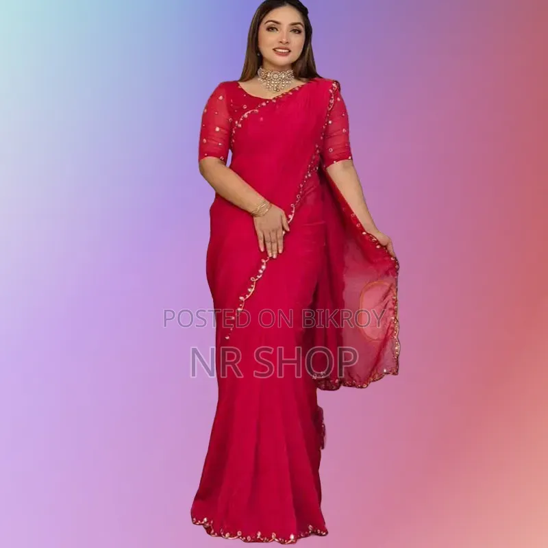 ✨ প্রিমিয়াম সেমি মসলিন শাড়ি (ব্লাউজ পিসসহ)