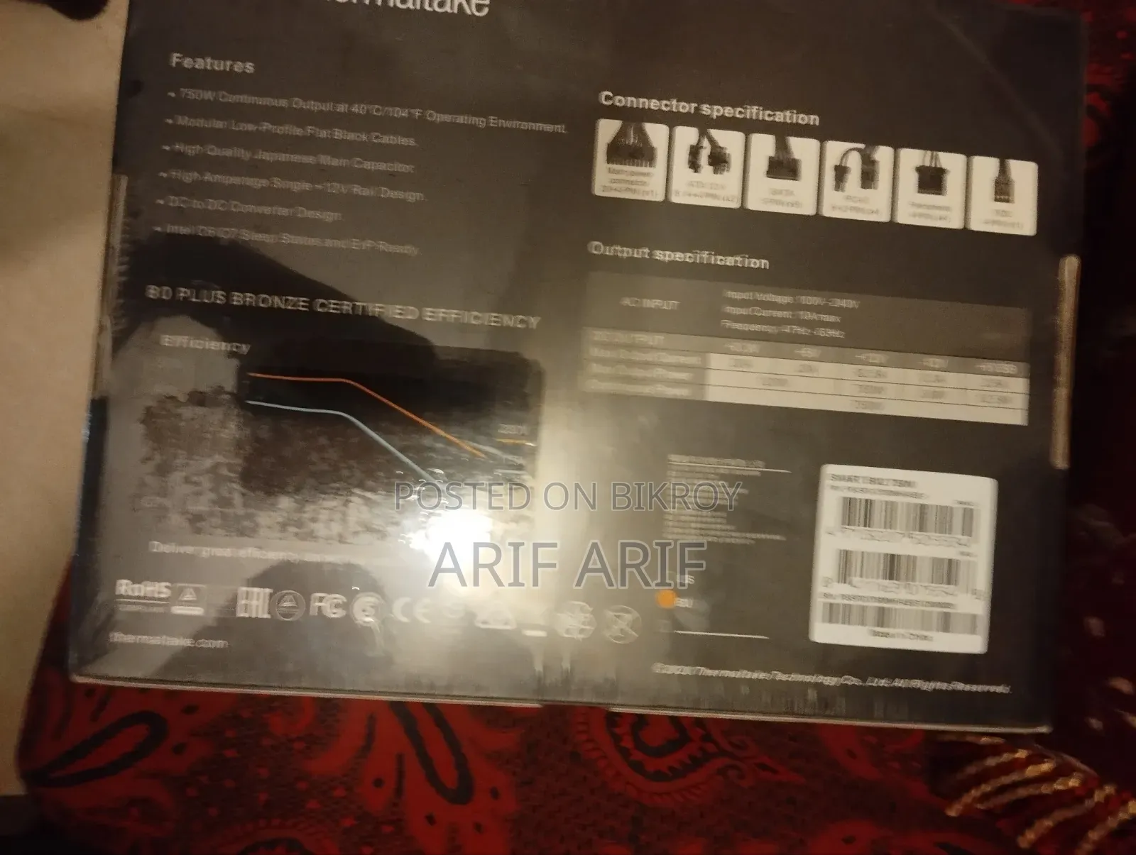 Brand New Thermaltake 80plus Bronze 750 Watt Modular Power Supply