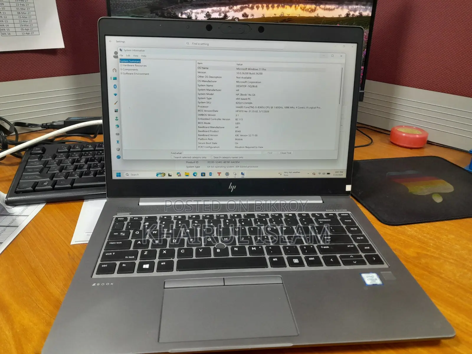 Laptop HP ZBook 14u 8GB Intel Core I5 SSD 256GB
