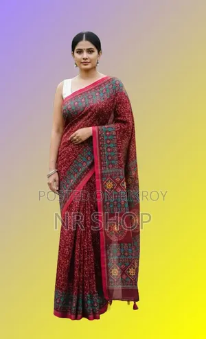 ✨ আকর্ষণীয় টাঙ্গাইল বুটিক সিল্ক শাড়ি (রানিং ব্লাউজ পিসসহ)