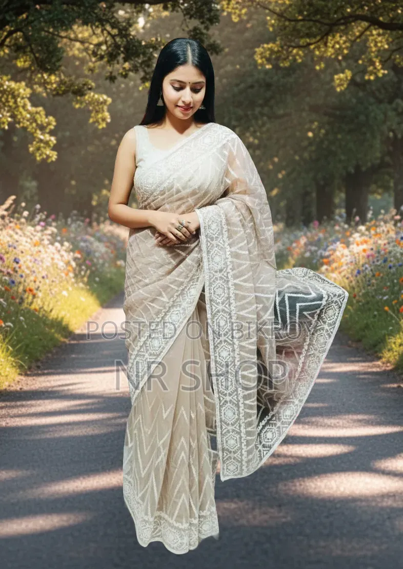 ✨ প্রিমিয়াম জর্জেট অর্গানজা শাড়ি (রানিং ব্লাউজ পিসসহ)