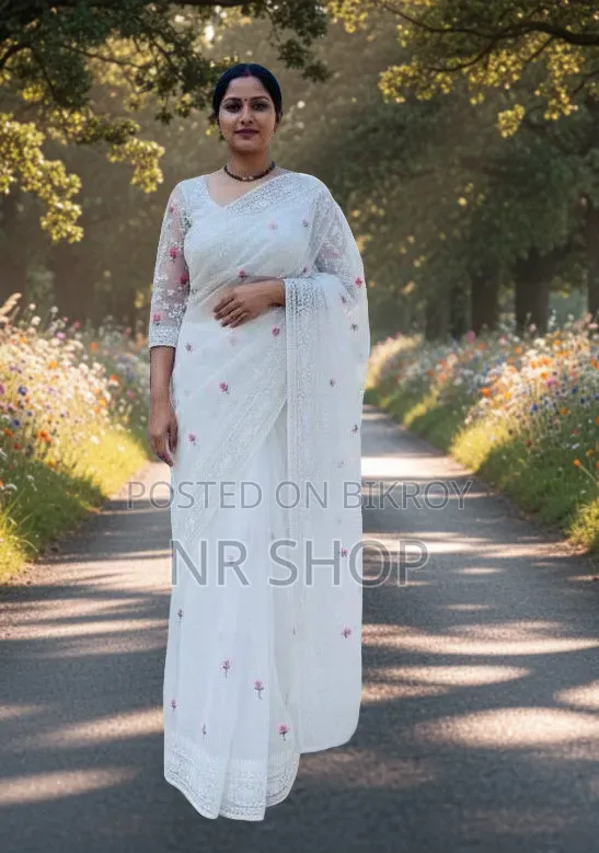 ✨ প্রিমিয়াম জর্জেট অর্গানজা শাড়ি (রানিং ব্লাউজ পিসসহ)