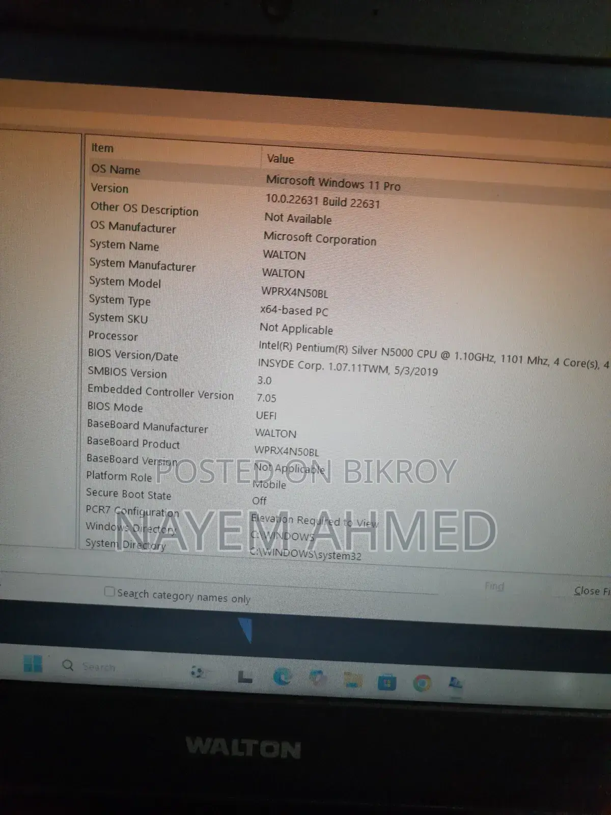 Laptop 4GB Intel Pentium SSD 128GB
