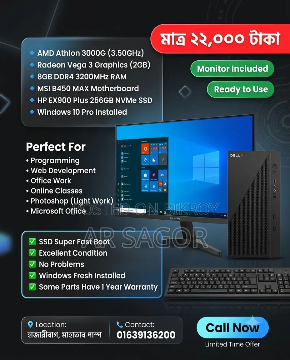 Desktop Computer Msi 8gb Amd SSD 256gb