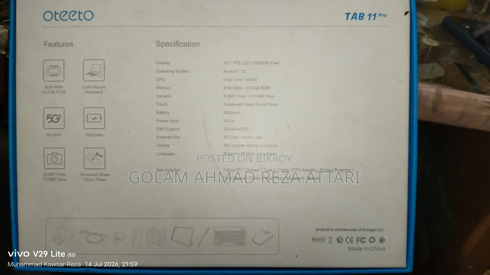 Oteeto TAB 11 Pro 512 GB Gray