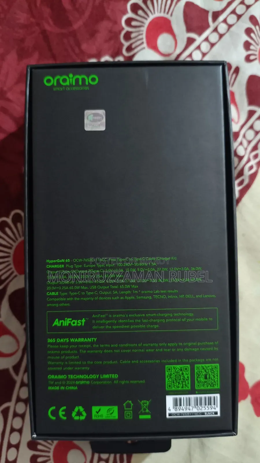 Oraimo HyperGaN 65W Charger