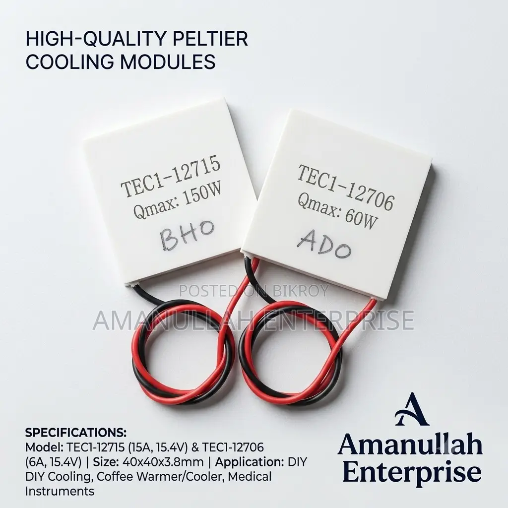 TEC1-12706 Peltier Plate | 12V 60W Thermoelectric Cooler Module.