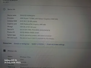 Desktop Computer 8GB AMD Ryzen 7 SSD 512GB