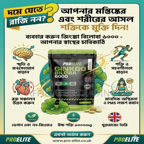 Proelite Ginkgo Biloba 6000mg-120 High Strength Tablets - Made in UK