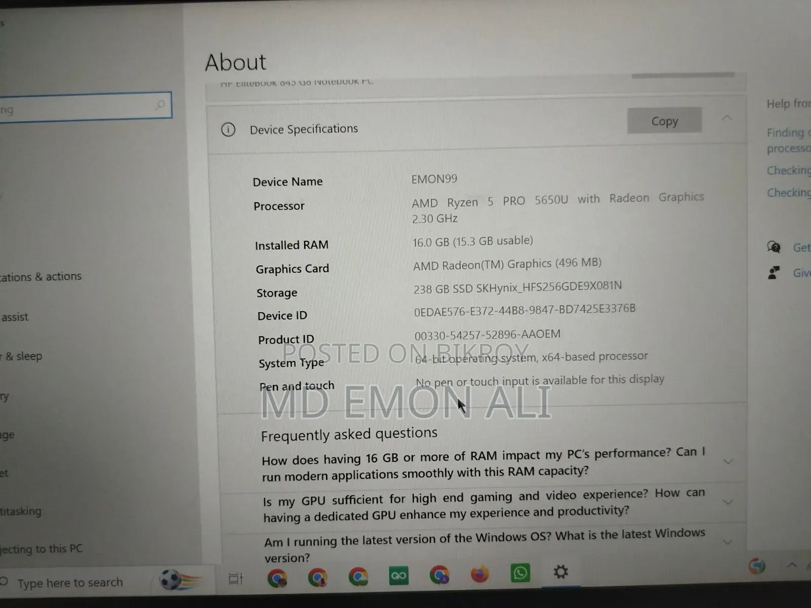 Laptop HP Elitebook 840 G8 16gb Amd Ryzen 5 SSD 256gb