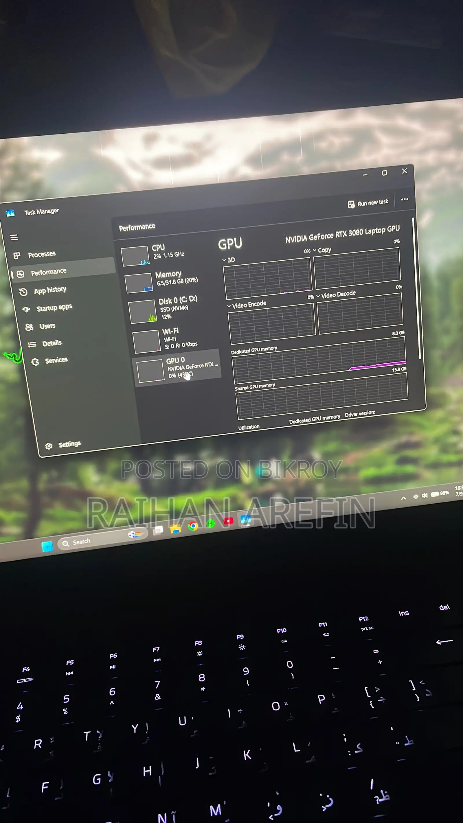 Laptop Razer Blade Advanced 32GB Intel Core i7 SSD 512GB