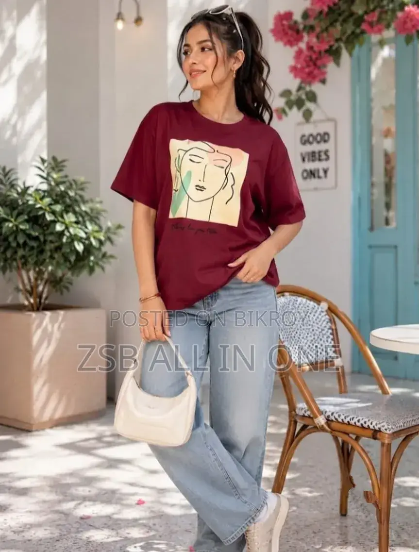 Ladies Drop Shoulder T-Shirt Fabric: 100% Pure Cotton.