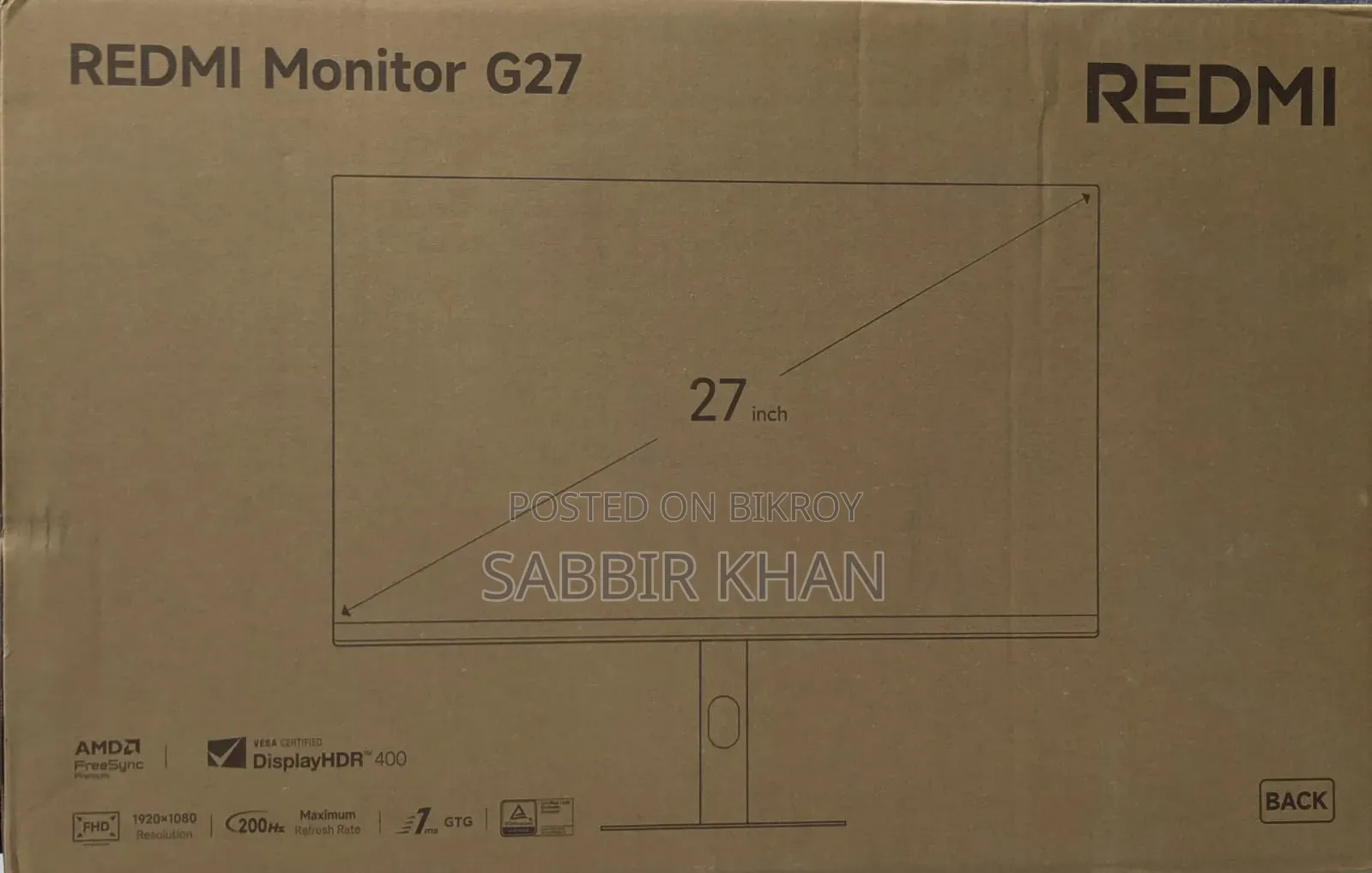 Xiaomi Redmi G27 ২৭" ২০০ হার্জ এফএইচডি আইপিএস গেমিং মনিটর