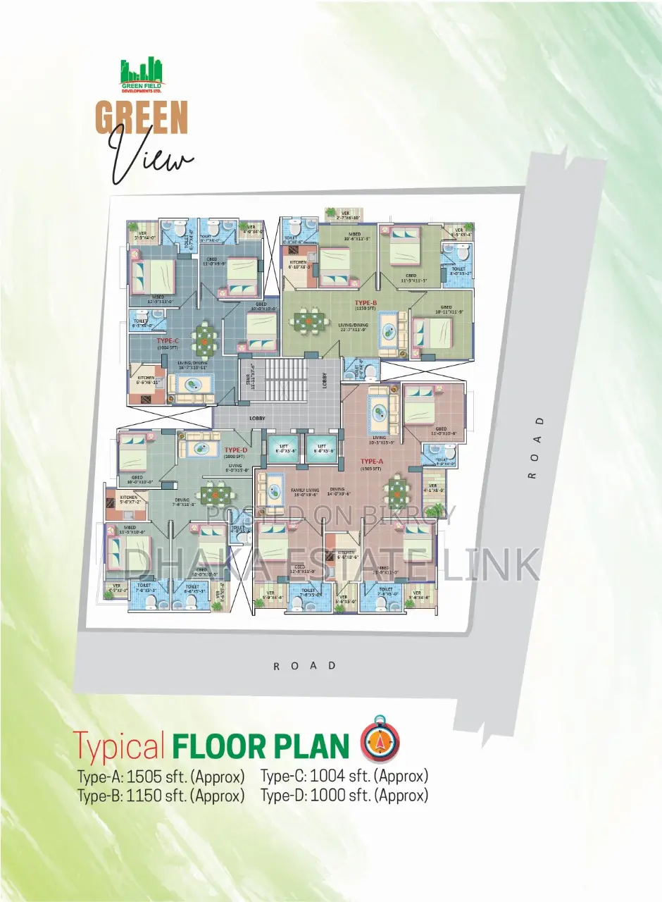 3-bedroom Apartment in Green Field, Mogbazar for sale