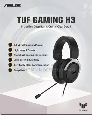 ASUS TUF Gaming H3 7.1 গেমিং হেডসেট (গ্রে এবং গান মেটাল)