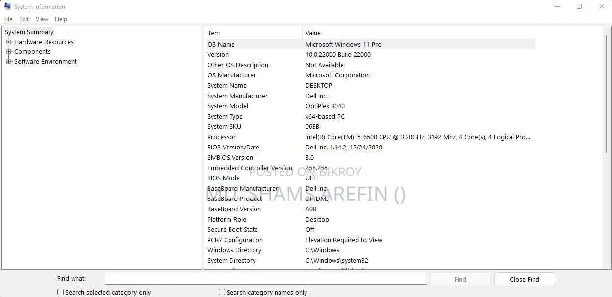 Desktop Computer Dell Optiplex 3040 8GB Intel Core I5 HDD 1T