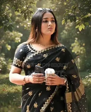 Elegant Semi-Muslin Saree (with matching blouse piece)