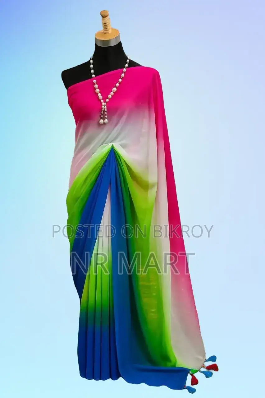 Rainbow Georgette Saree (With Matching Blouse Piece)