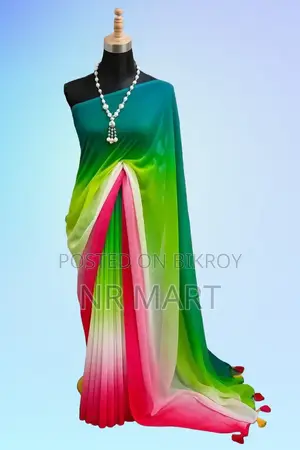 Rainbow Georgette Saree (With Matching Blouse Piece)
