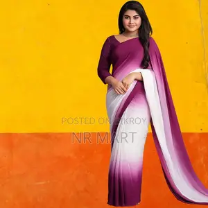 Elegant Rainbow Georgette Saree (with matching blouse piece)