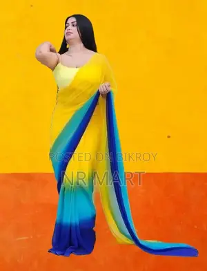 Elegant Rainbow Georgette Saree (with matching blouse piece)