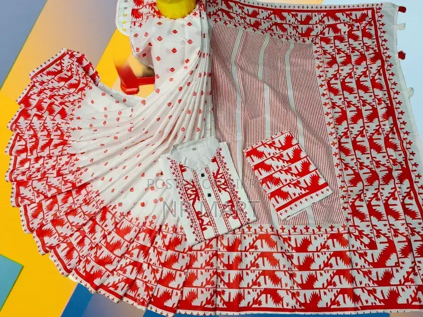 Premium Saree-Panjabi Couple Set for Puja Festival (With Blouse Piece)