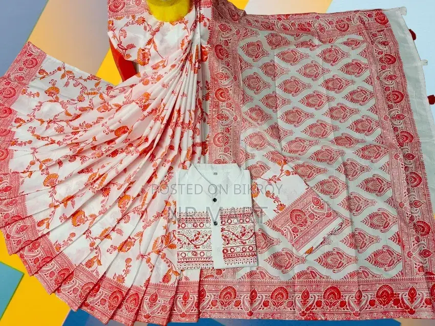 Premium Saree-Panjabi Couple Set for Puja Festival (With Blouse Piece)