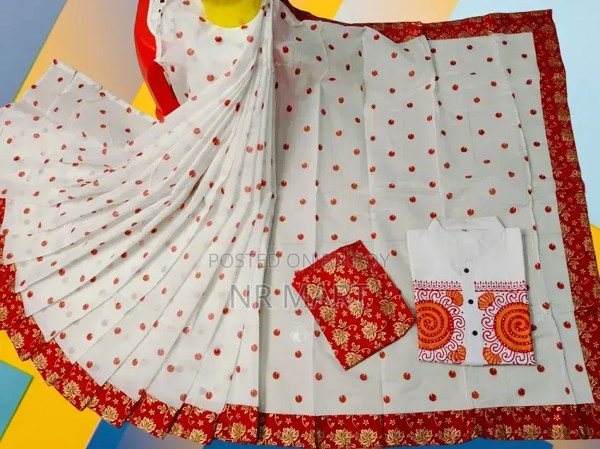 Premium Saree-Panjabi Couple Set for Puja Festival (With Blouse Piece)