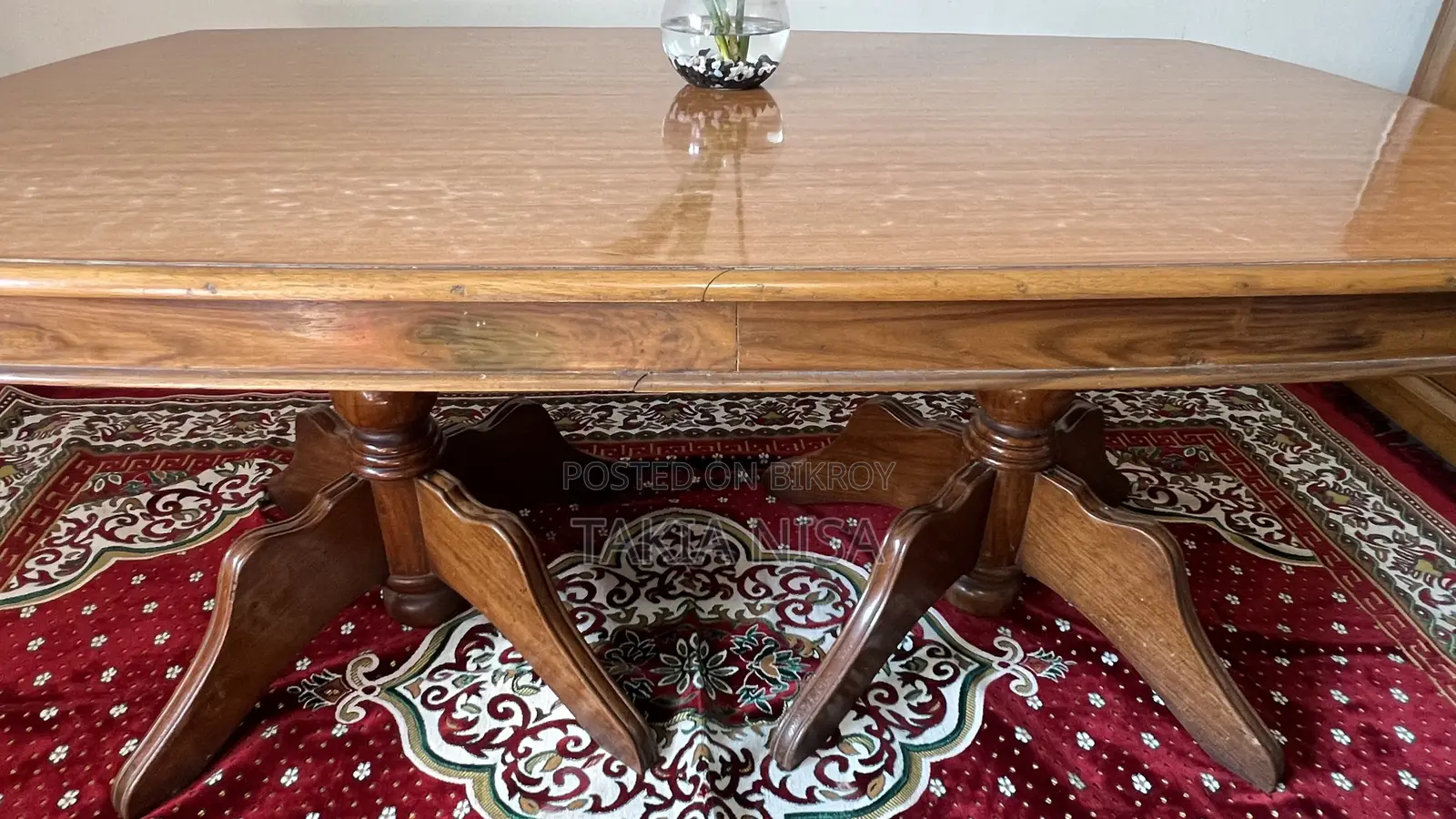 Shegun Wood Dining Table-Good Condition, Solid Wood, Well Maintained