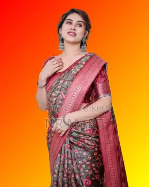 প্রিমিয়াম চান্দুরি সিল্ক ডিজিটাল প্রিন্ট শাড়ি