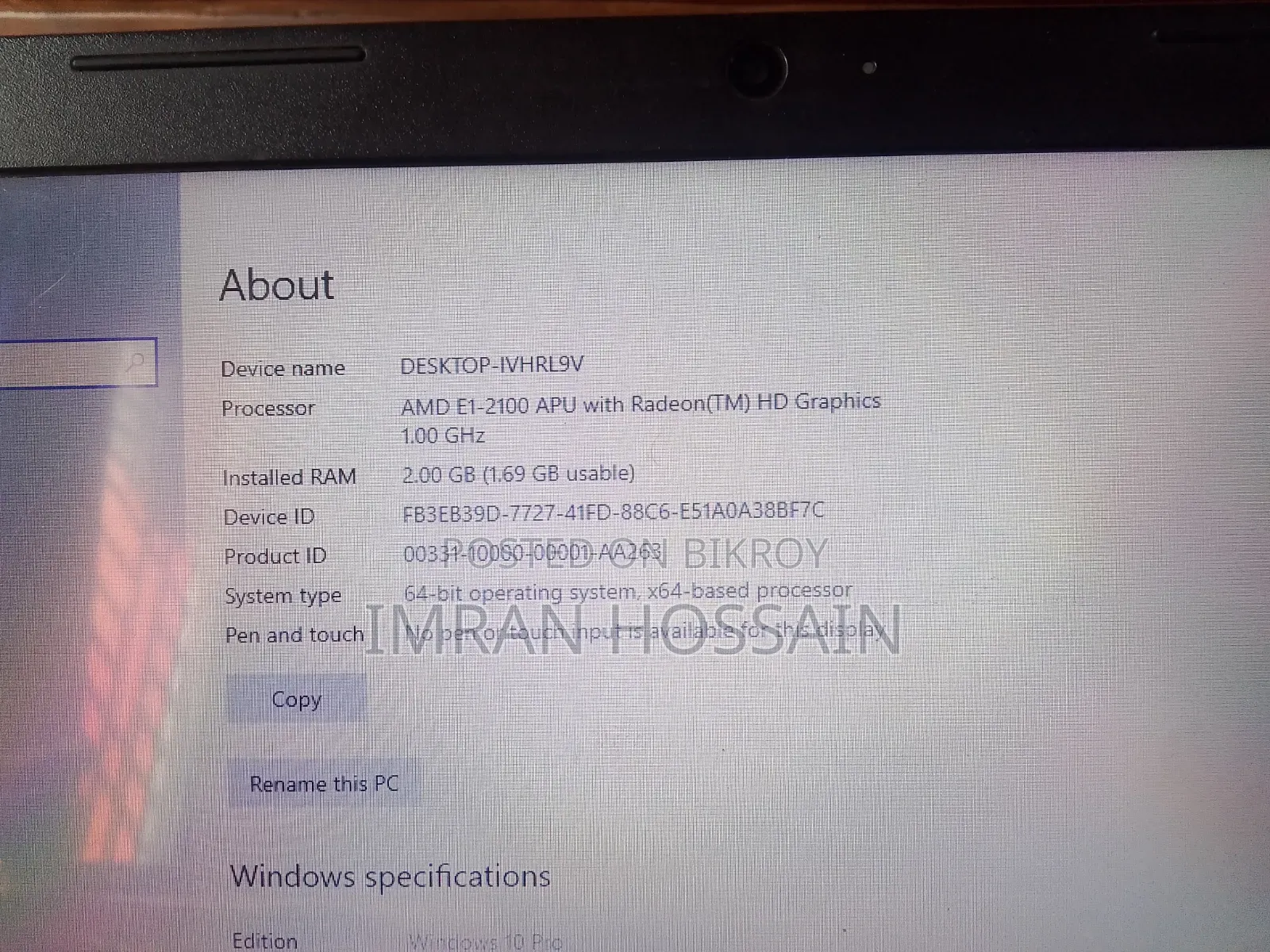 Laptop Lenovo S215 2GB AMD SSD 512GB