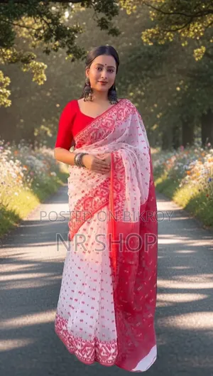 এলিগ্যান্ট স্কিন প্রিন্ট রেশম সিল্ক শাড়ি (ব্লাউজ পিসসহ)