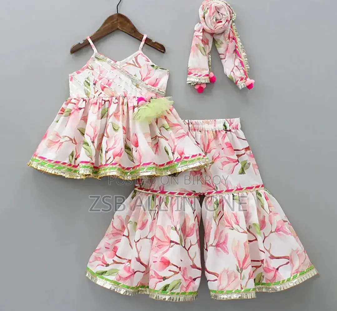 Baby 3D Digital Print Linen Dress (Sizes 1 to 12 years)