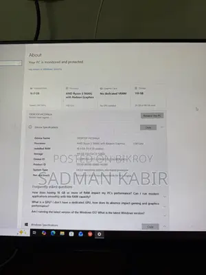 Desktop Computer 16GB AMD Ryzen 5 SSD 128GB