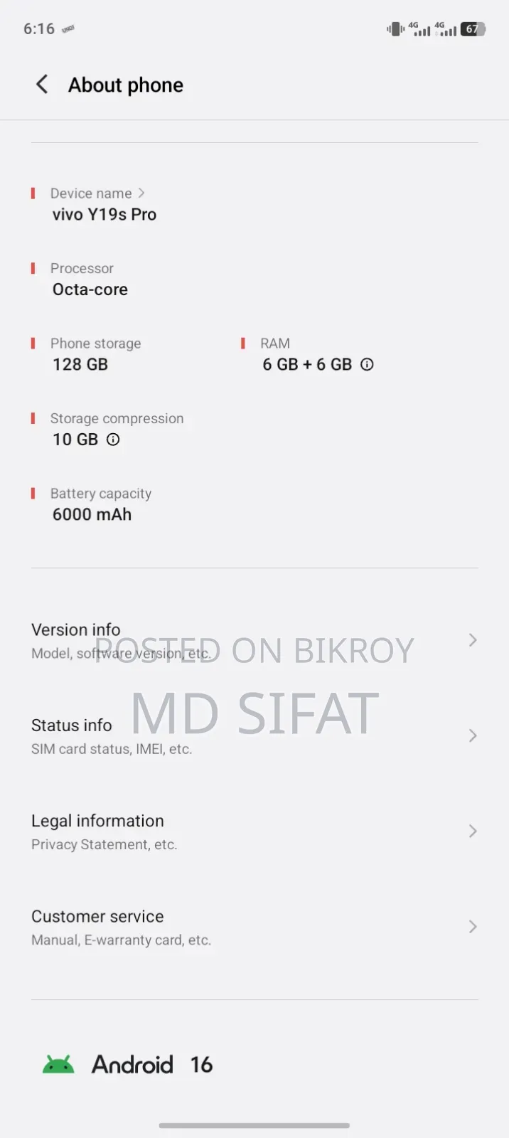 Vivo Y19s Pro 128 GB Silver